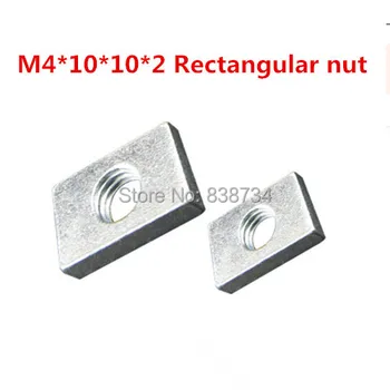 100шт m4*10*10*2.5 сталь с белой цинковой прямоугольной гайкой квадратная гайка для аксессуаров из алюминиевого профиля