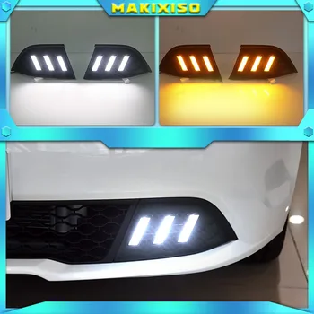 2 шт. автомобильный стайлинг 12 В дневной свет для MG GT 2014-2017 дневной ходовой свет светодиодный белый указатель поворота янтарный противотуманный фонарь