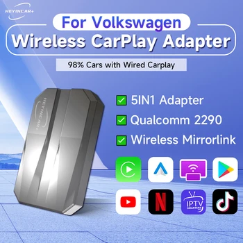 2023 HEYINCAR 5В1 Проводной и беспроводной Автомобильный адаптер CarPlay Android Для Volkswagen Tiguan Jetta ID.4 Golf Atlas Taos Arteon mini