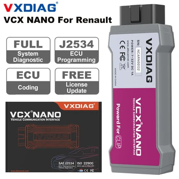 2023 Новый VXDIAG VCX NANO RVDIAG Для Renault Can Clip OBD2 Автомобильный Диагностический сканер для всей Системы Кодирования ECU Считыватель Программного кода