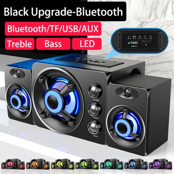 3D Стереодинамики HIFI Беспроводная Bluetooth/Проводная звуковая панель Красочный светодиодный Светильник С тяжелыми Басами AUX USB Для домашнего Кинотеатра Surround Sound Bar