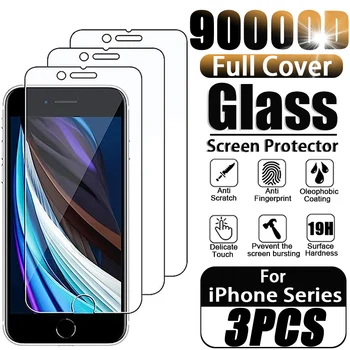 3шт HD Закаленное стекло для iPhone 14 13 12 11 Pro XS MAX Защитная пленка для экрана с полным покрытием 12Mini X XR 6S 7 8 14 Plus SE 2 Аксессуары