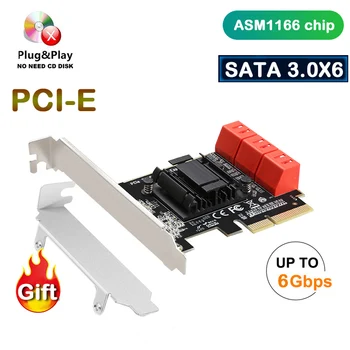 6-портовый чип pci Express sata 3 6G ASM1166 с быстрым отводом тепла X4/X8/X16 pcie sata 3.0 Адаптеры расширения/Расширители/Конвертеры
