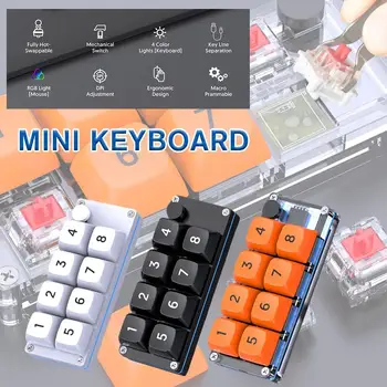 8-Клавишный Макропрограммируемый Механический переключатель с возможностью горячей замены, 4-цветная игровая мини-клавиатура с подсветкой RGB
