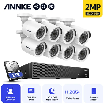 Annke 8CH 5MP DVR Система Видеонаблюдения CCTV 4/8 шт 1080 P 2.0MP Камеры Безопасности ИК Наружная IP66 Комплект Камер Видеонаблюдения