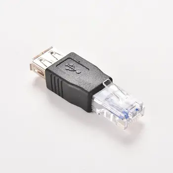 Crystal Head PC Разъем RJ45 для подключения к адаптеру USB 2.0 AF A для ноутбука Сетевой кабель локальной сети Ethernet Конвертер Трансвертерная вилка