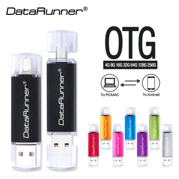 DataRunner Высокоскоростной OTG USB Флэш-накопитель Металлическая Ручка-Накопитель 16 ГБ 32 ГБ 64 ГБ Флешка 2 в 1 Micro USB-накопитель для Android-смартфона