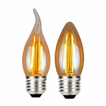 E27 E14 Светодиодная Лампа-Свеча Bombilla Ретро Стеклянная лампа Эдисона 4 Вт 6 Вт 2 Вт Светодиодная Лампа Накаливания 110 В 220 В Теплая белая Люстра Для домашнего Бара