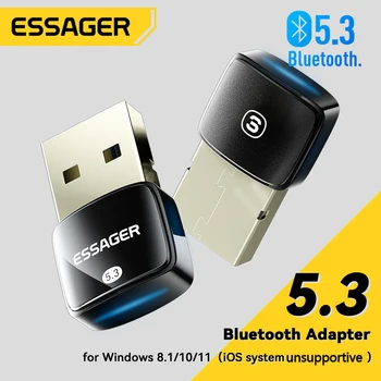 Essager USB Bluetooth 5.3 Адаптер Донгл для портативных ПК Динамик Беспроводная мышь Клавиатура Передатчик Приемник