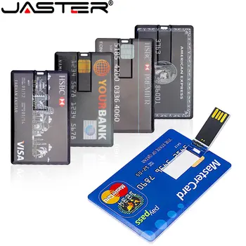 JASTER Пластиковые флэш-накопители USB 2.0 64 ГБ Высокоскоростная Банковская карта 32 ГБ Флеш-накопитель с Бесплатным пользовательским логотипом Memory Stick Бизнес-подарок U диск