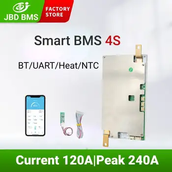 JBD Smart BMS 4S LiFePO4 12 В Литий-ионный 4S 120A Же Порты и Разъемы Баланс Bms UART BT NTC Функция Нагрева Для Литиевой Батареи