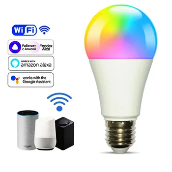 LDHLM Wifi Умная Светодиодная Лампа E27 Tuya Alexa Лампа 110V220V RGB Голосовое Управление Google Home Для Украшения Домашней Спальни