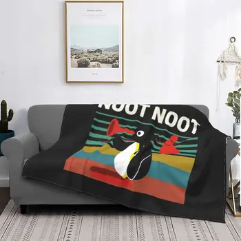 Noot Noot Pingu Мем с пингвином, Забавное Одеяло с мультяшным рисунком, фланелевое теплое Одеяло для кровати, прикроватный коврик