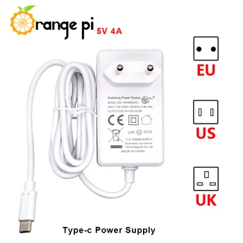Orange Pi 4 LTS 5V 4A Адаптер Питания 100V-240V Type-C Источник Питания EU US Plug Зарядное Устройство для Orange Pi 4 LTS 4B OPI 800