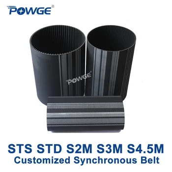 POWGE S-Образный зубчатый STS STD S2M S3M S4.5M S5M Шаг синхронного ремня 2/3/4.5/5 мм По индивидуальному заказу все виды шкива зубчатого ремня S2M S3M