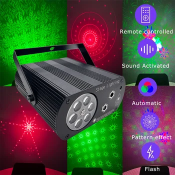 RGB лазерный светильник, мини-DJ, сценический светильник для дискотеки, USB перезаряжаемый, снежный узор с УФ-звуком, лампа для свадебной рождественской вечеринки