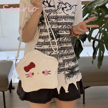 Sanrio Hello Kitty Cinnamoroll Милая сумка через плечо в форме звезды, Креативный студенческий рюкзак, Универсальная милая сумочка на молнии