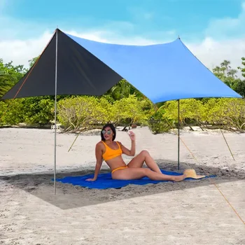 SUGIFT Семейное портативное укрытие от солнца, пляжная палатка, навес 10 ' x 10' UPF50 + синяя беседка