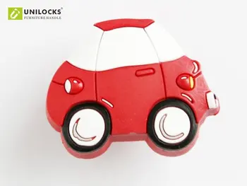 UNILOCKS 10 шт./лот, цветной детский Мультяшный Красный автомобиль, Пластиковые Дверные ручки для кухонных шкафов и мебели