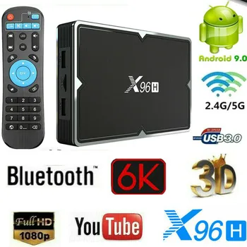 X96H 6K Android 9,0 4 + 32G Четырехъядерный Smart TV BOX Bluetooth WIFI 64-битный медиаплеер H.265