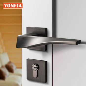 YONFIA 8041, черный Матовый никель, Современный дизайн, Дверная ручка для домашнего интерьера отеля для уединения, Внутренняя дверная ручка черного цвета