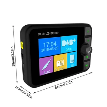 Автомобильное DAB-радио MP3 с красочным изображением на экране Bluetooth-совместимого цифрового радио с кронштейном автомобильного зарядного устройства