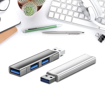 Алюминиевый USB-концентратор, 3 порта, USB-адаптер, удлинитель, док-станция USB 2.0, ультратонкий Портативный Концентратор данных, USB-разветвитель
