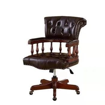 антикварное кресло из натуральной кожи, деревянное кресло для домашнего офиса, королевский трон, классическое кресло