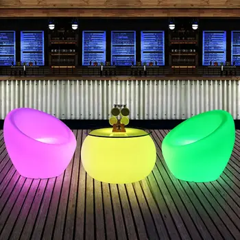 Барный стол и стулья со светодиодной подсветкой D68 * H45cm Уличная мебель со светодиодной подсветкой