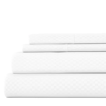 Белый клетчатый рельефный Комплект из 4 простыней из микрофибры, полный, Роскошное постельное белье