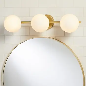 Великолепный светильник для ванной комнаты из полированной латуни с матовым глобусом и стеклянными лампочками 3T6 в комплекте - идеально подходит для освещения вашего дома!