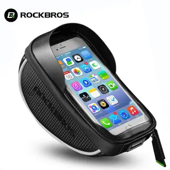Велосипедная сумка ROCKBROS, Велосипедная Рама, Передняя труба, сумка для верховой езды, Велосипедный смартфон, GPS, чехол с сенсорным экраном, Непромокаемый Руль MTB