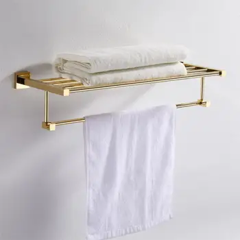 Вешалка для банных полотенец Vidric Gold Настенный держатель для банных полотенец Двойной держатель для полотенцесушителей из латуни