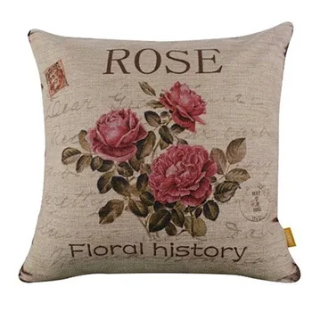 Винтажная декоративная наволочка из цветочного льна, наволочка для домашнего дивана, декоративная (3 розы)