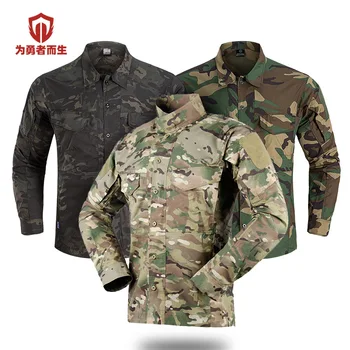 Военная Камуфляжная тактическая рубашка, Мужская Спортивная одежда с длинным рукавом, Армейская боевая форма, рубашка BDU, рубашки для охоты и пешего туризма