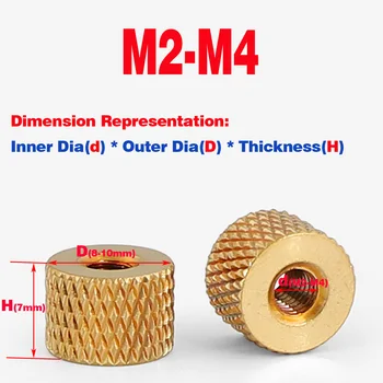 Гайки ручной затяжки с латунной накаткой, круглые гайки с рисунком ананаса M2-M4