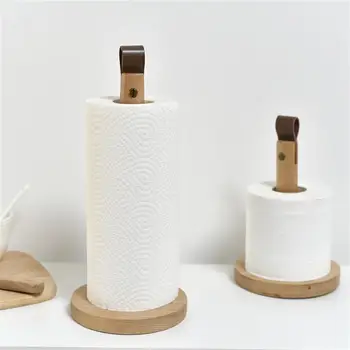 Деревянная стойка-органайзер для бумажных полотенец, инкрустированная кожей Кухонная стойка для хранения рулонной бумаги, стеллаж для хранения рулонов в японском стиле, аксессуары для дома