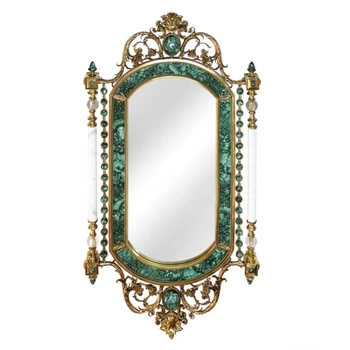 Европейский французский стиль барокко Антикварное Роскошное Медное латунное украшение настенное зеркало ручной работы мебель для дома латунное зеркало
