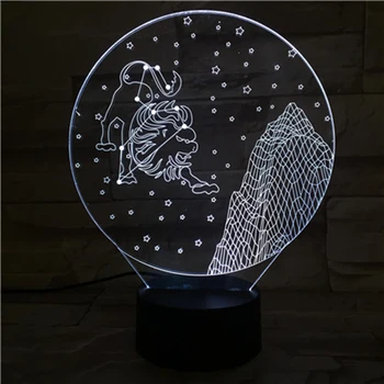 Зодиакальная 3D иллюзионная лампа Рождественский подарок Ночник Для детей Украшение детской спальни Внутреннее освещение Гаджеты Креативные светодиодные фонари