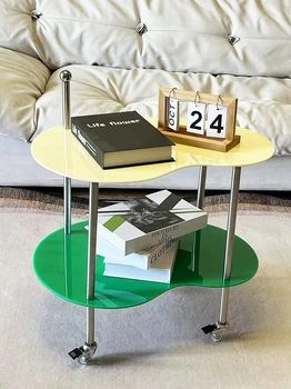 Индивидуальный акриловый антикварный стол с краем облака, креативная маленькая тележка интернет-знаменитостей, полка в кремовом стиле, подвижный угловой столик