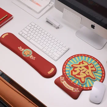 Клавиатура Подставка для запястий, Поддержка коврика для мыши, Красная богатейшая пена с эффектом памяти, Мультяшный силикон, Противоскользящие Офисные Игровые мыши для ПК, ноутбуков, Mause