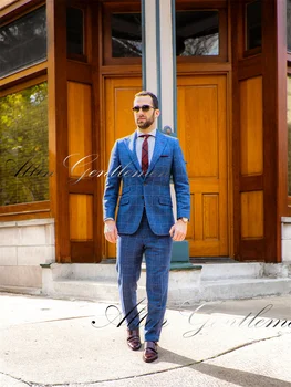 Классические мужские костюмы на заказ Королевский синий Блейзер Брючные костюмы для деловой официальной вечеринки Slim Fit Costume Homme