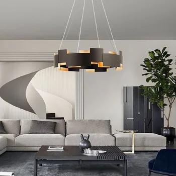 Креативная черная люстра в стиле постмодерн для гостиной, художественная спальня, кабинет, модельная комната, дизайнерская круглая люстра в столовой
