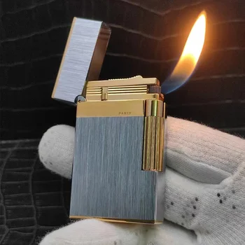 Легкая Роскошная сигара с табаком Ligne 2, газовая зажигалка, бутановая зажигалка с косым пламенем, Яркий Звук, Ветрозащитный подарок для мужчины
