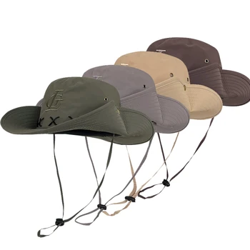Летние солнцезащитные шляпы с защитой от ультрафиолета для мужчин, Рыбацкая шляпа с широкими полями, рыболовная дышащая сетчатая быстросохнущая тканевая дорожная пляжная шляпа