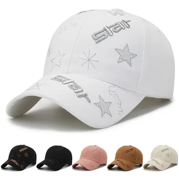Летняя бейсболка с вышитой звездой для мужчин и женщин, Модные Регулируемые солнцезащитные кепки Унисекс, бейсболки в стиле хип-хоп, Gorras