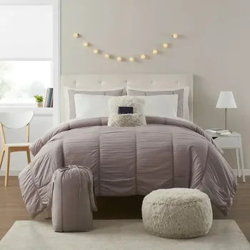 Лидер продаж, высококачественный комплект постельного белья Ultimate, 10 предметов, фиолетовая кровать с текстурой Sumara в сумке, двухместная/Для взрослых