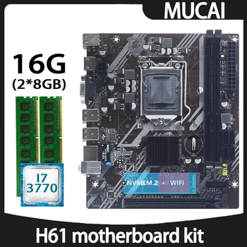 Материнская плата MUCAI H61 DDR3 16 ГБ (2 *8 ГБ) оперативной памяти 1600 МГц с процессором Intel Core i7 3770 CPU и комплектом LGA 1155 Комплект ПК Компьютер