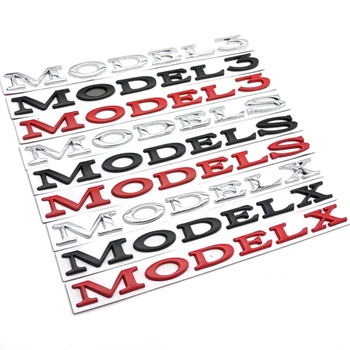 Металлическая наклейка на багажник автомобиля, эмблема для моделей Model3, Буквенный логотип ModelX, Боковой задний значок, наклейка на авто, аксессуары для украшения