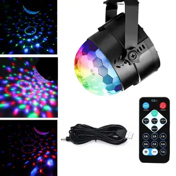 Многоцветный изменяющий цвет Rbg Диско-шар, стробоскоп, Дискотечные огни, Портативное управление звуком, USB-разъем, рассеянный свет, освещение для вечеринки